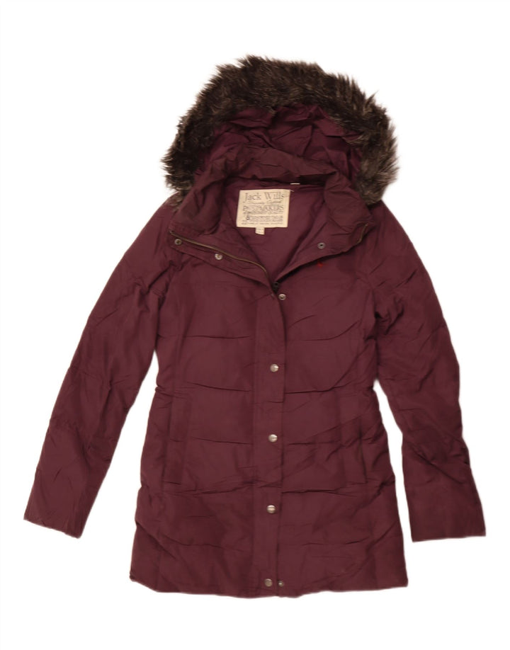 Giacca imbottita imbottita da donna Jack Wills UK 8 piccola poliestere bordeaux