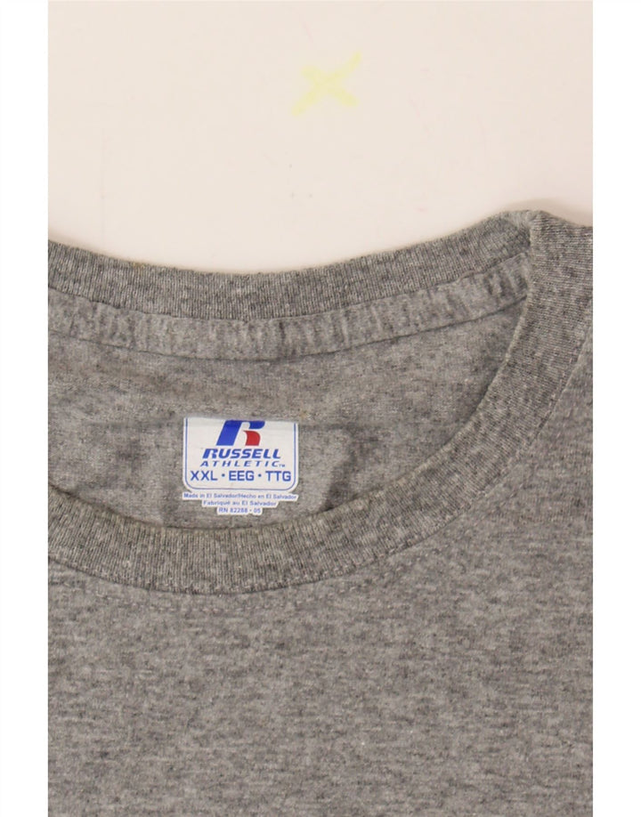 RUSSELL ATHLETIC Mens T-Shirt Top 2XL Grey Polyester Vintage Russell Athletic and Second-Hand Russell Athletic from Messina Hembry 