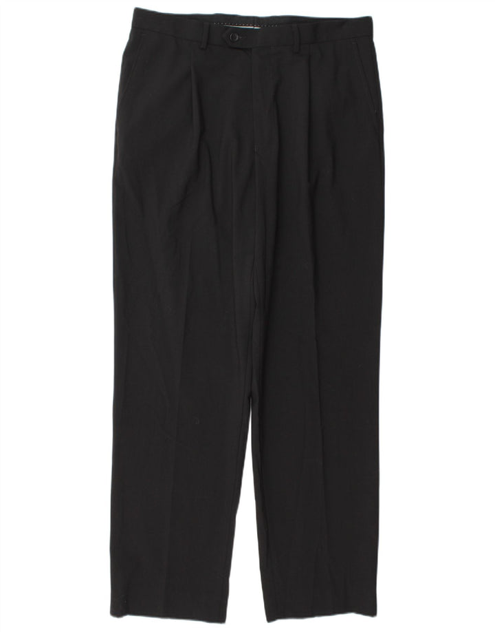 Pantaloni chino dritti da uomo Marks & Spencer W34 L31 poliestere nero