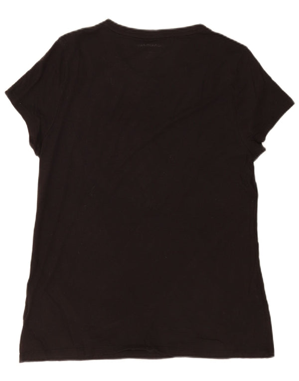 Maglietta grafica da donna Calvin Klein Jeans Top UK 14 Large Black Modal