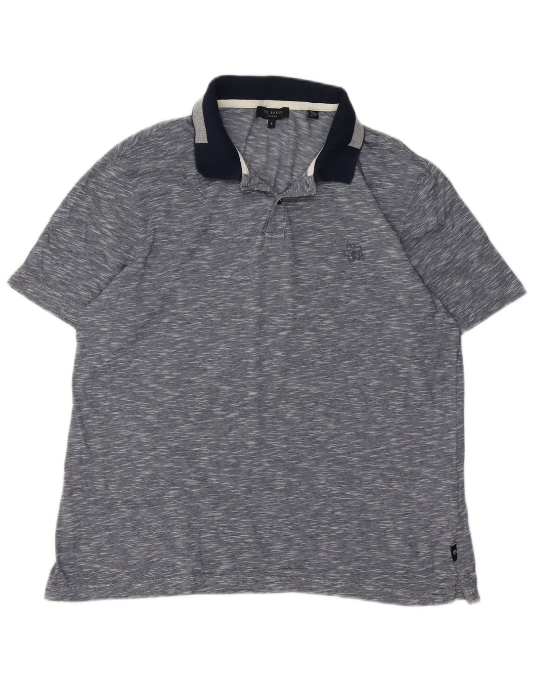 Polo da uomo Ted Baker taglia 4 grande in cotone screziato blu navy