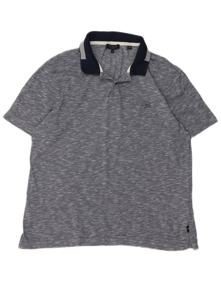 Polo da uomo Ted Baker taglia 4 grande in cotone screziato blu navy