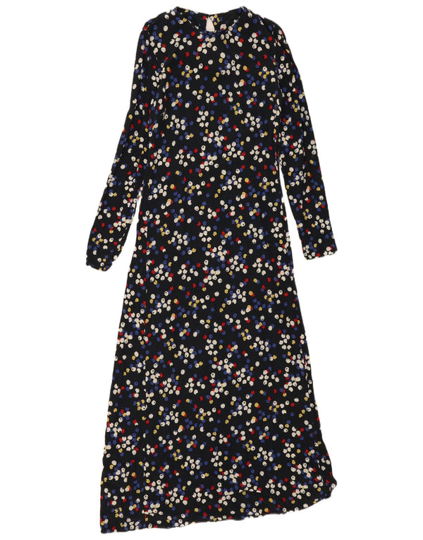 Vestito lungo a maniche lunghe da donna Zara UK 12 Viscosa maculata nera media
