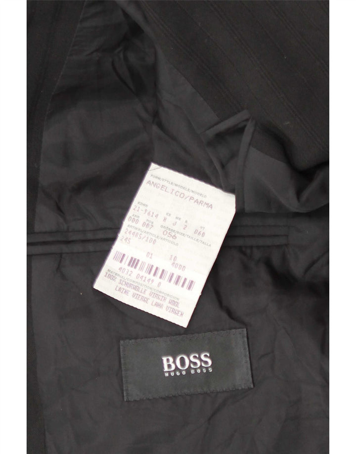 Giacca blazer da uomo a 3 bottoni Hugo Boss EU 56 3XL lana a righe nere