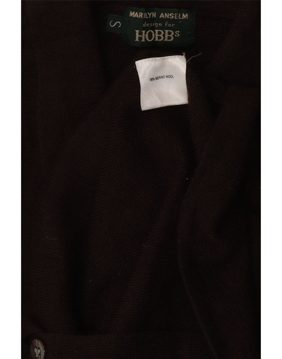 Maglione cardigan da donna HOBBS UK 8 piccolo lana merino marrone