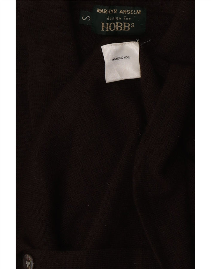 Maglione cardigan da donna HOBBS UK 8 piccolo lana merino marrone