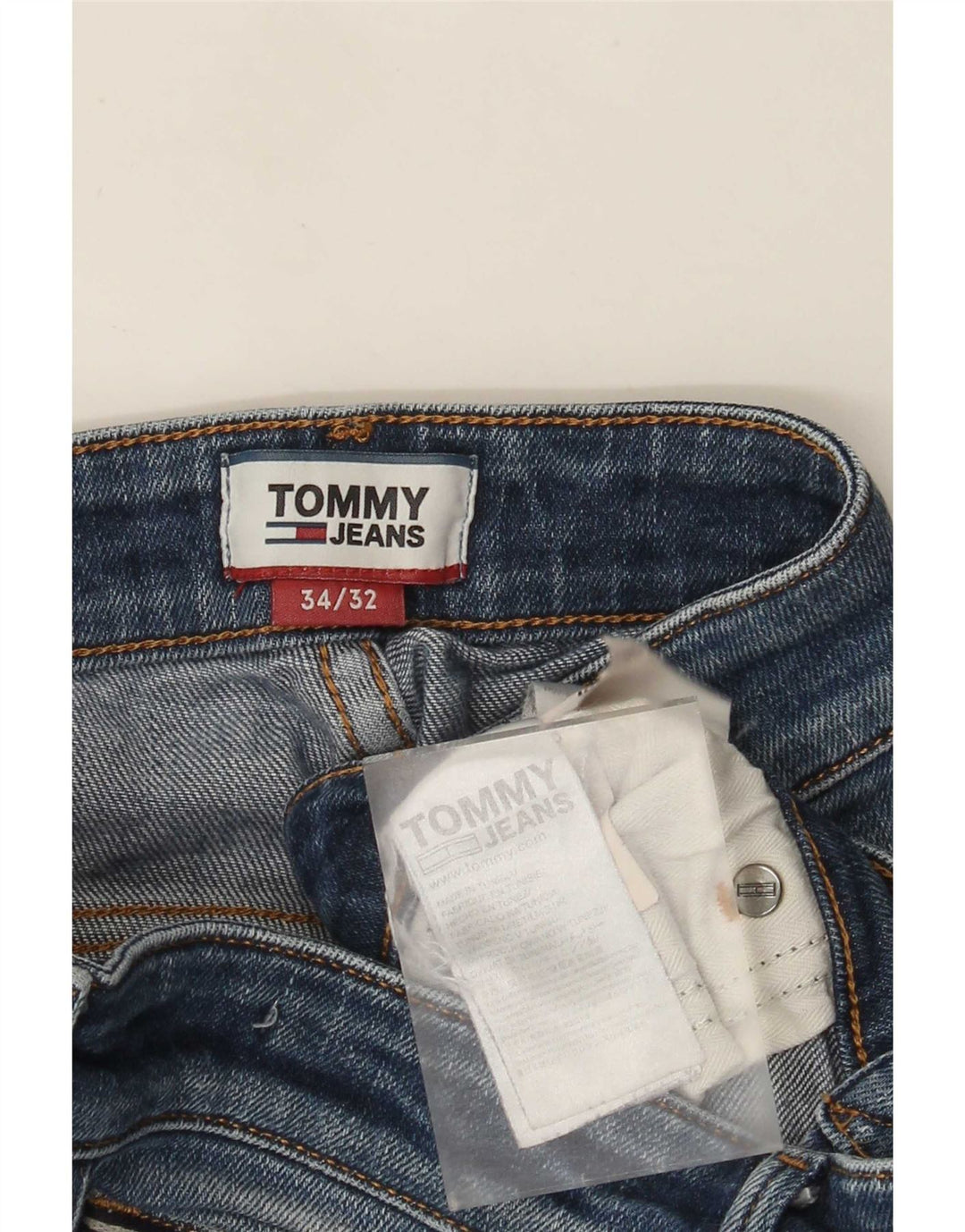 Jeans slim da uomo Tommy Hilfiger W34 L32 cotone blu