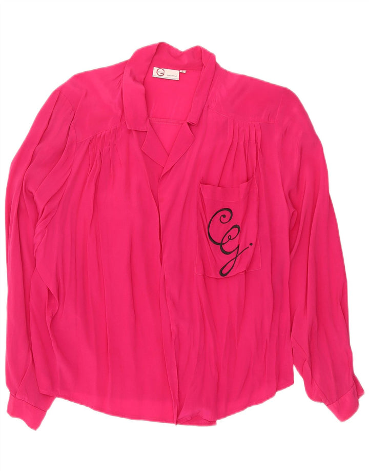 Camicetta camicia oversize da donna vintage UK 10 piccola rosa