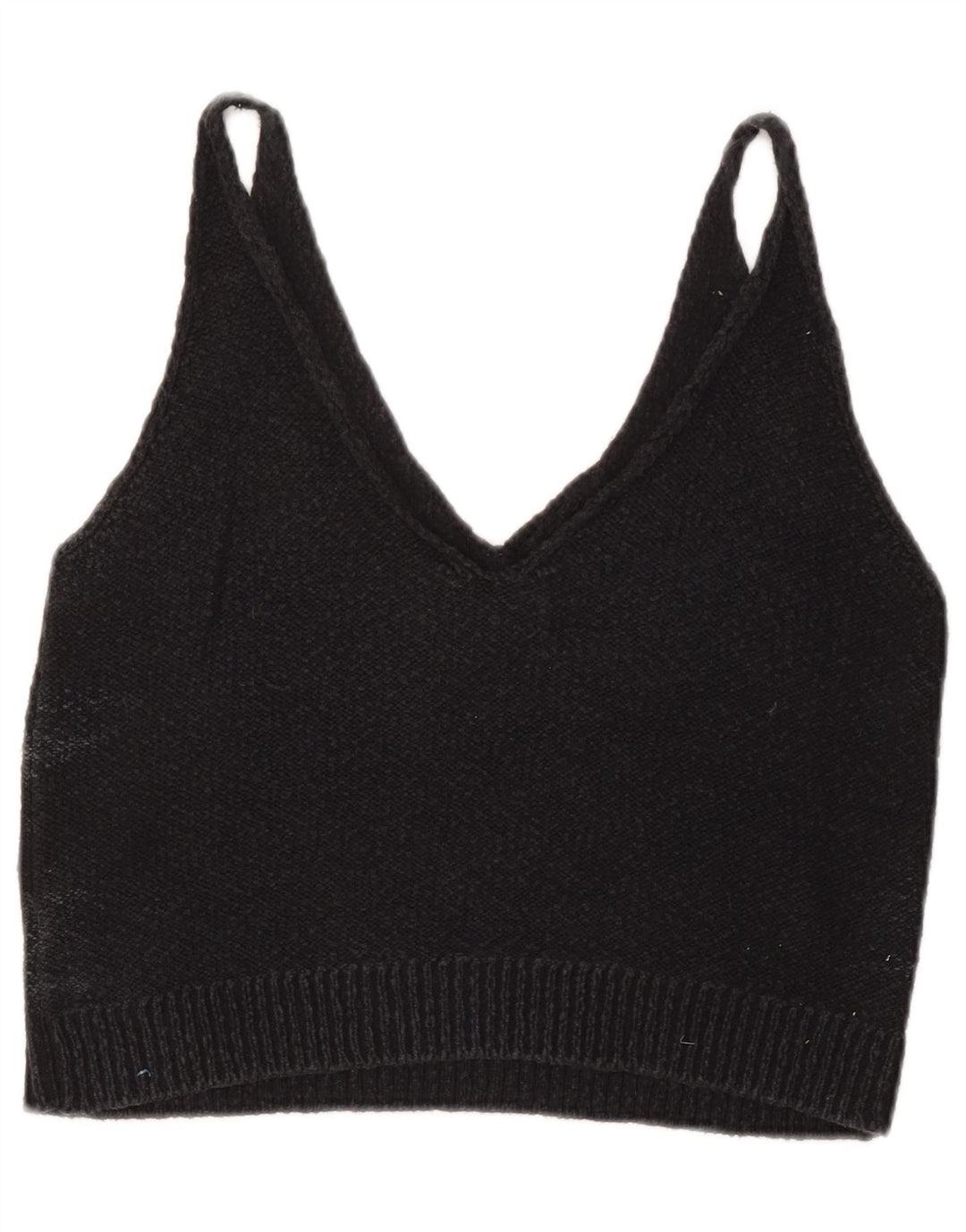 Top Zara da donna in maglia senza maniche, camicetta corta in maglia UK 12 Viscosa grigio medio