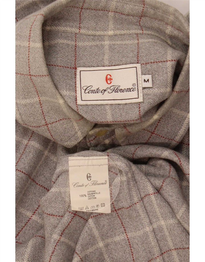 Camicia da uomo in flanella Conte of Florence in cotone a quadri grigio medio