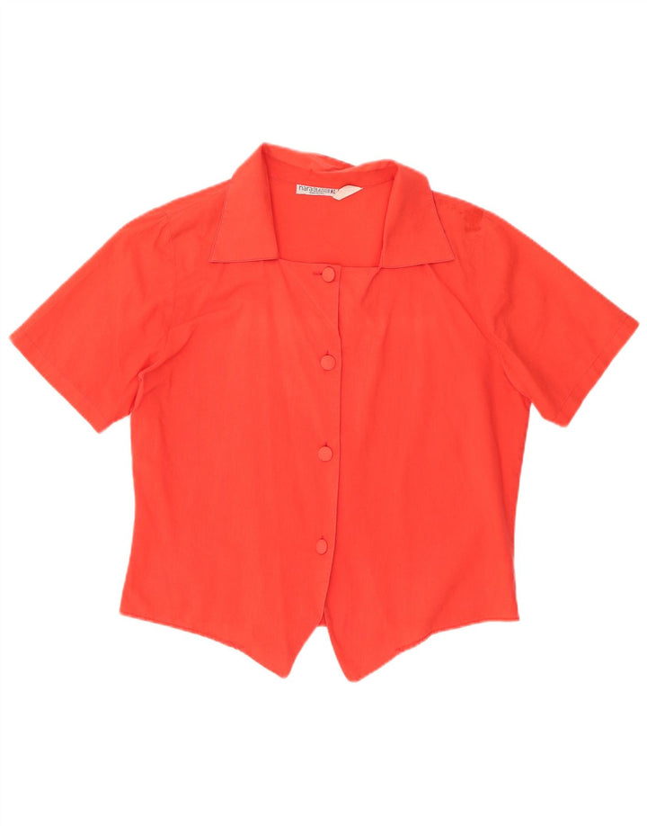Camicia a maniche corte da donna vintage UK 14 cotone rosso medio