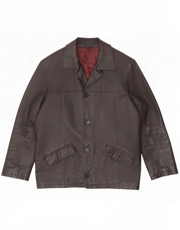 Giacca in pelle vintage da uomo UK 40 grande nera