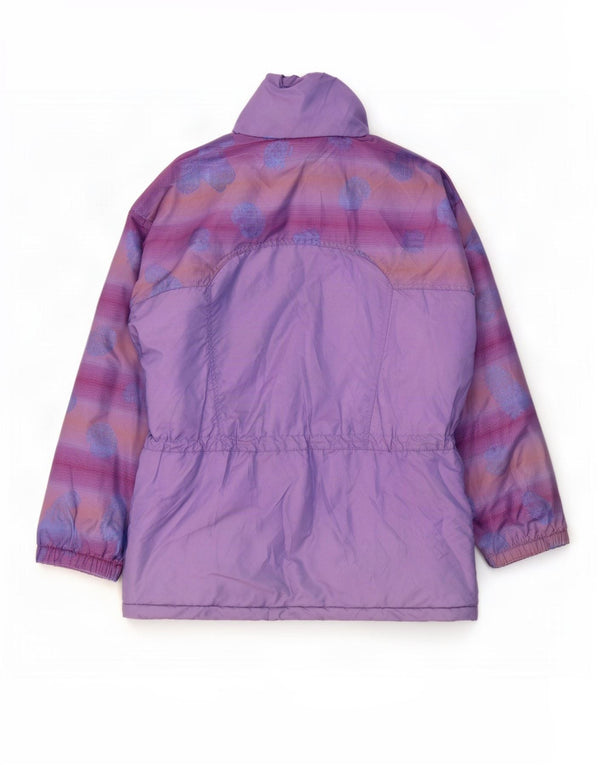 Giacca da sci imbottita con cappuccio da donna Brugi UK 18 XL viola geometrica