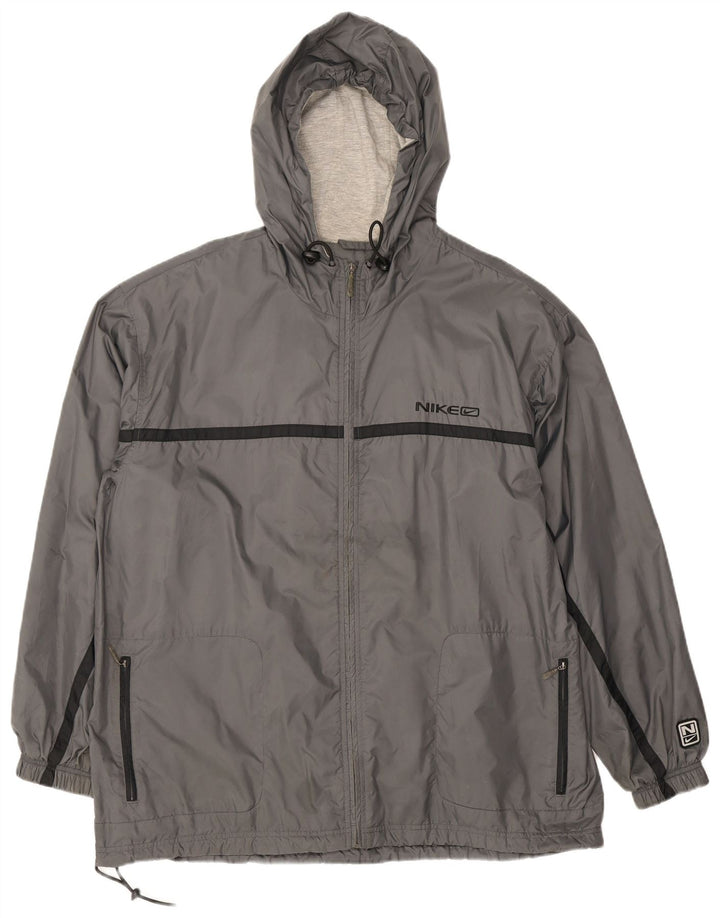 Giacca antipioggia con cappuccio da uomo Nike UK 42 XL poliestere grigio