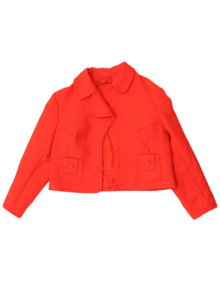 Giacca Bolero vintage da donna UK 14 lana vergine rossa media