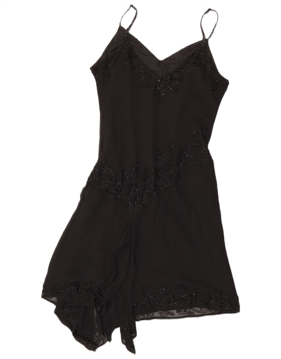 Abito sottoveste asimmetrico da donna JMD UK 12 poliestere nero medio