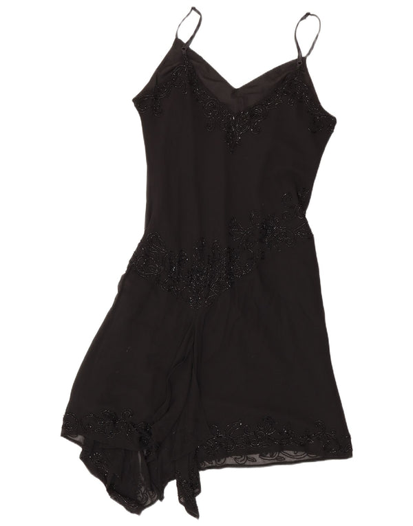 Abito sottoveste asimmetrico da donna JMD UK 12 poliestere nero medio
