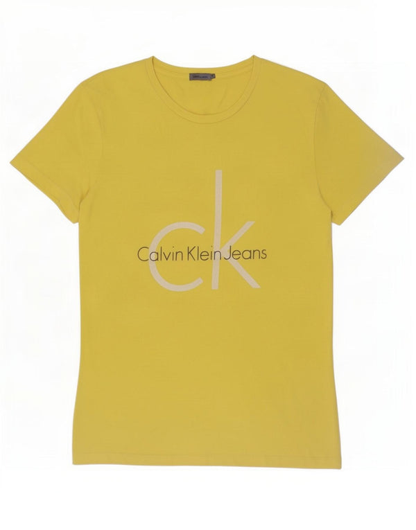 Calvin Klein Jeans T-shirt grafica da uomo Top in cotone giallo medio