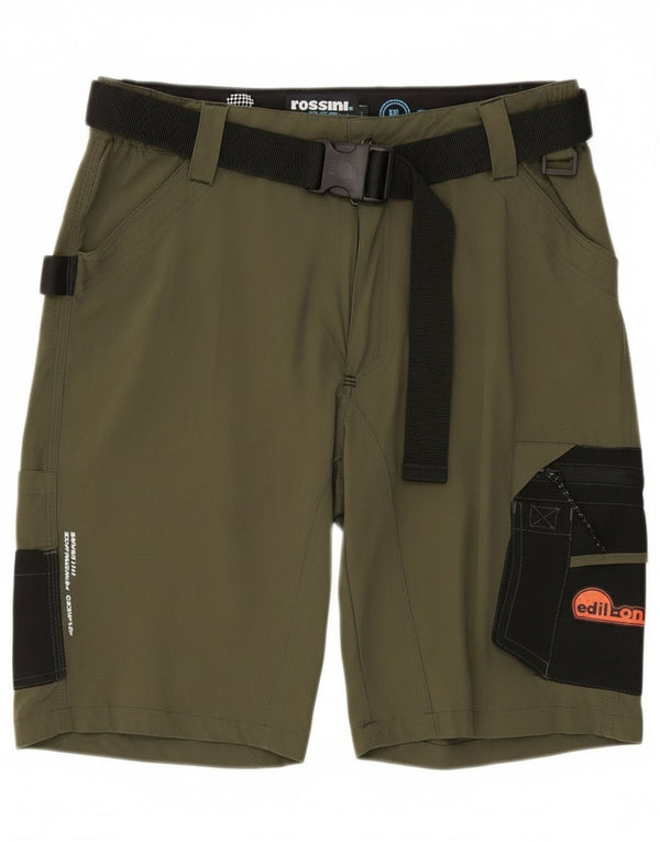 Pantaloncini cargo grafici vintage da uomo grandi W34 color block kaki