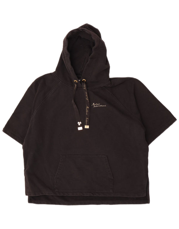 Maglione con cappuccio oversize a maniche corte da donna Barbour UK 14 Large Nero