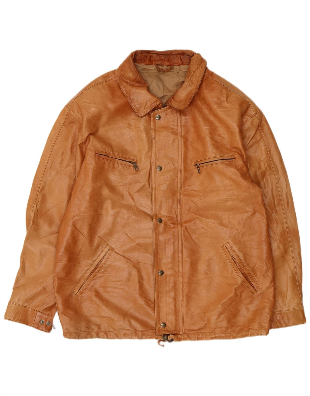 Giacca in pelle vintage da uomo UK 38 Pelle beige media