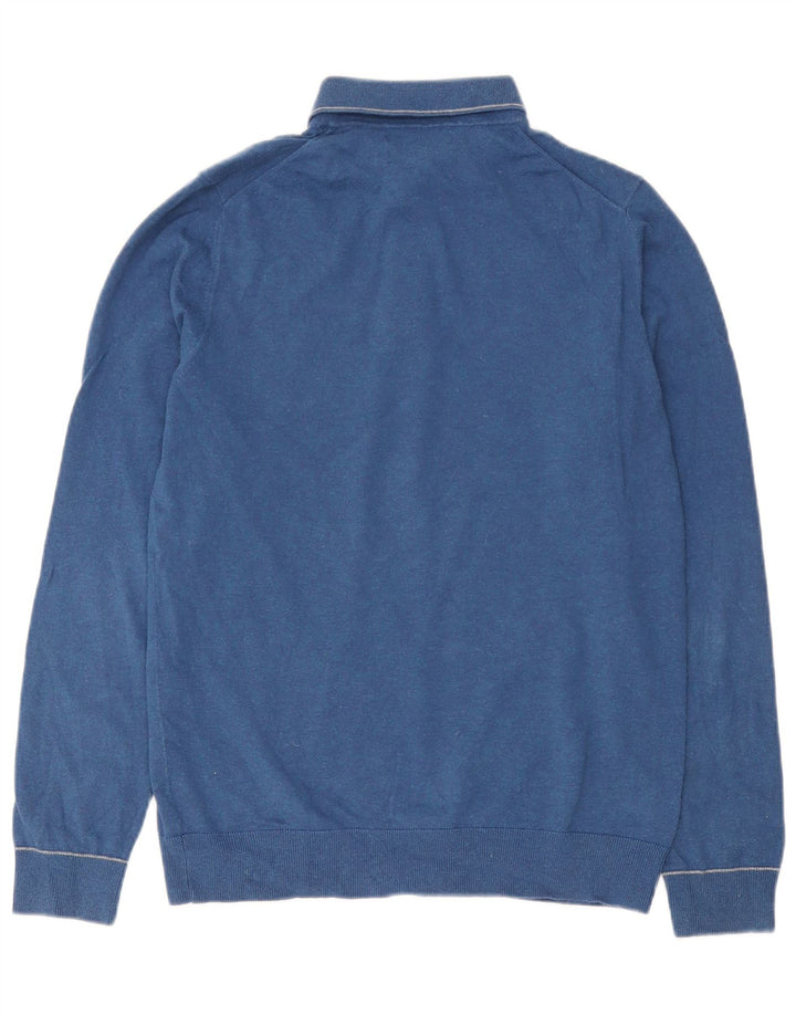Maglione maglione collo alto da uomo Marks & Spencer piccolo cotone blu