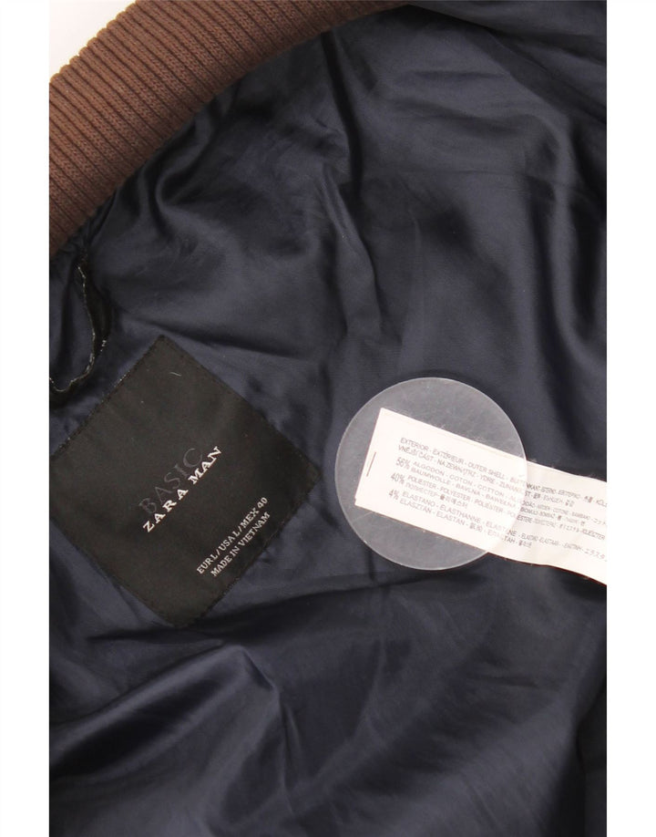 Giubbotto bomber da uomo Zara UK 40 grande cotone marrone