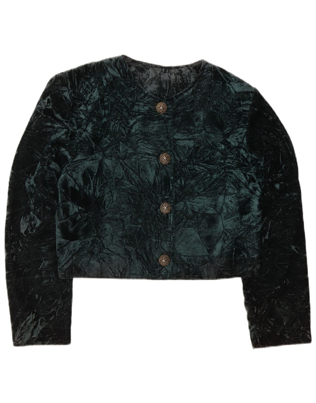 Giacca Bolero vintage da donna in velluto UK 14 verde medio