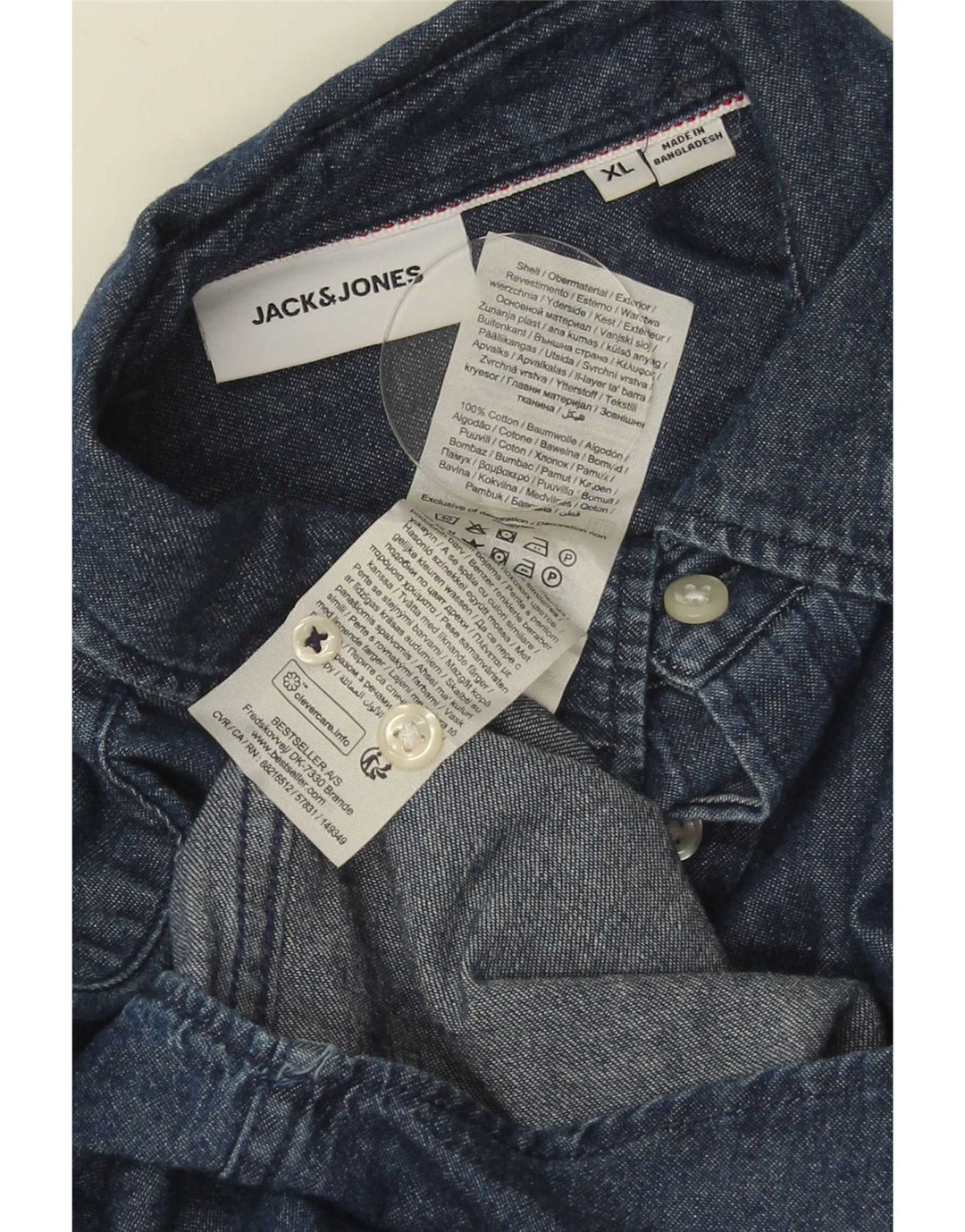 Camicia di jeans da uomo Jack & Jones XL in cotone blu navy