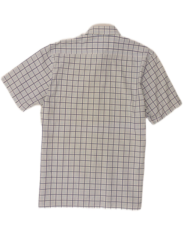 Yves Saint Laurent Camicia a maniche corte da uomo in cotone a quadri blu grandi