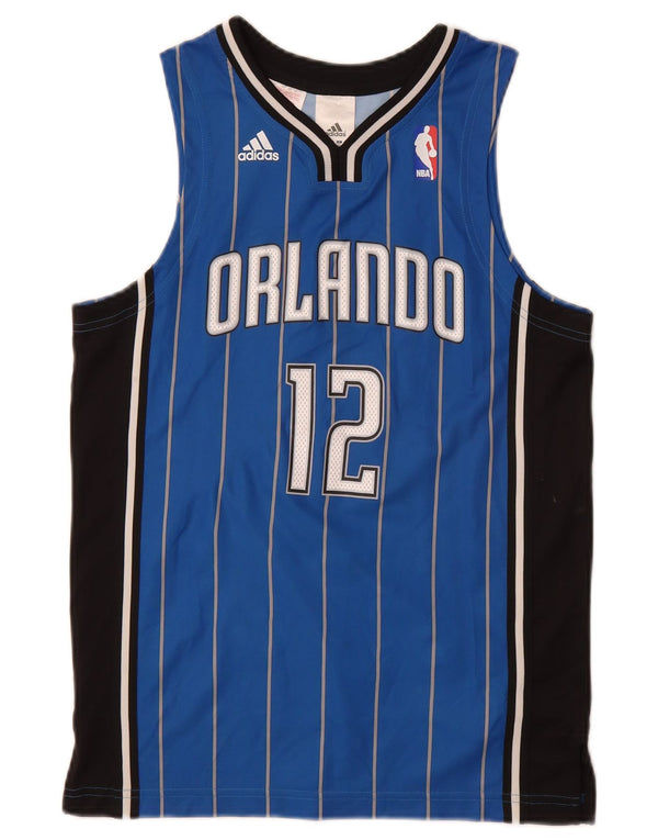 Canottiera grafica Adidas da ragazzo Orlando 11-12 anni in poliestere a righe blu