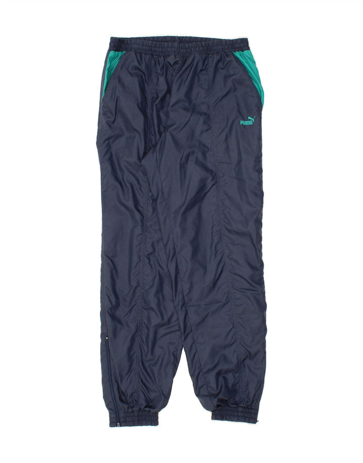 PUMA Mens Tracksuit Trousers Joggers XL Navy Blue Colourblock Polyamide Vintage Puma and Second-Hand Puma from Messina Hembry 