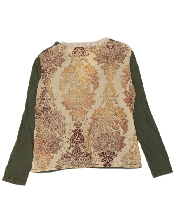 Just Cavalli Top da donna a maniche lunghe UK 12 Verde medio floreale