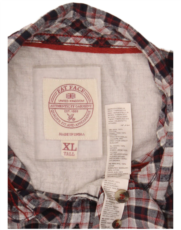 Fat Face Camicia da uomo in flanella a quadri alta XL in cotone a quadri rossi