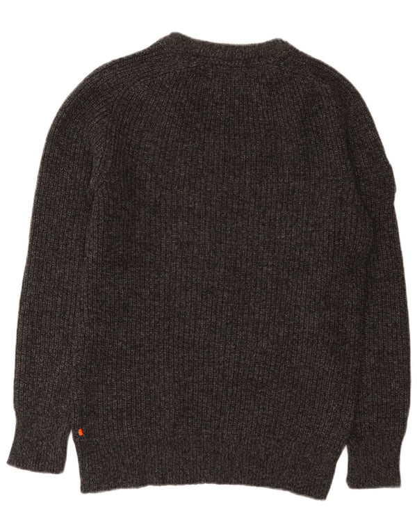 Maglione da uomo con scollo a barca Superdry, maglione grande in lana grigia