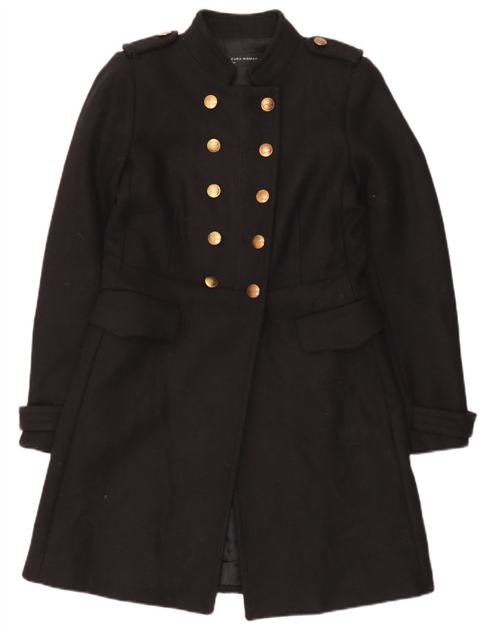 Cappotto doppiopetto militare da donna Zara UK 12 lana nera media