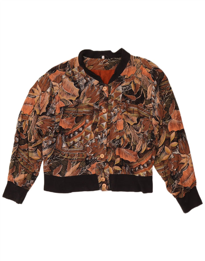 Giubbotto bomber vintage da donna EU 40 marrone medio floreale