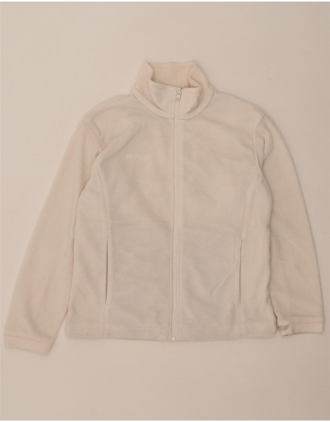 Giacca in pile fodera da donna Columbia UK 14 poliestere bianco medio
