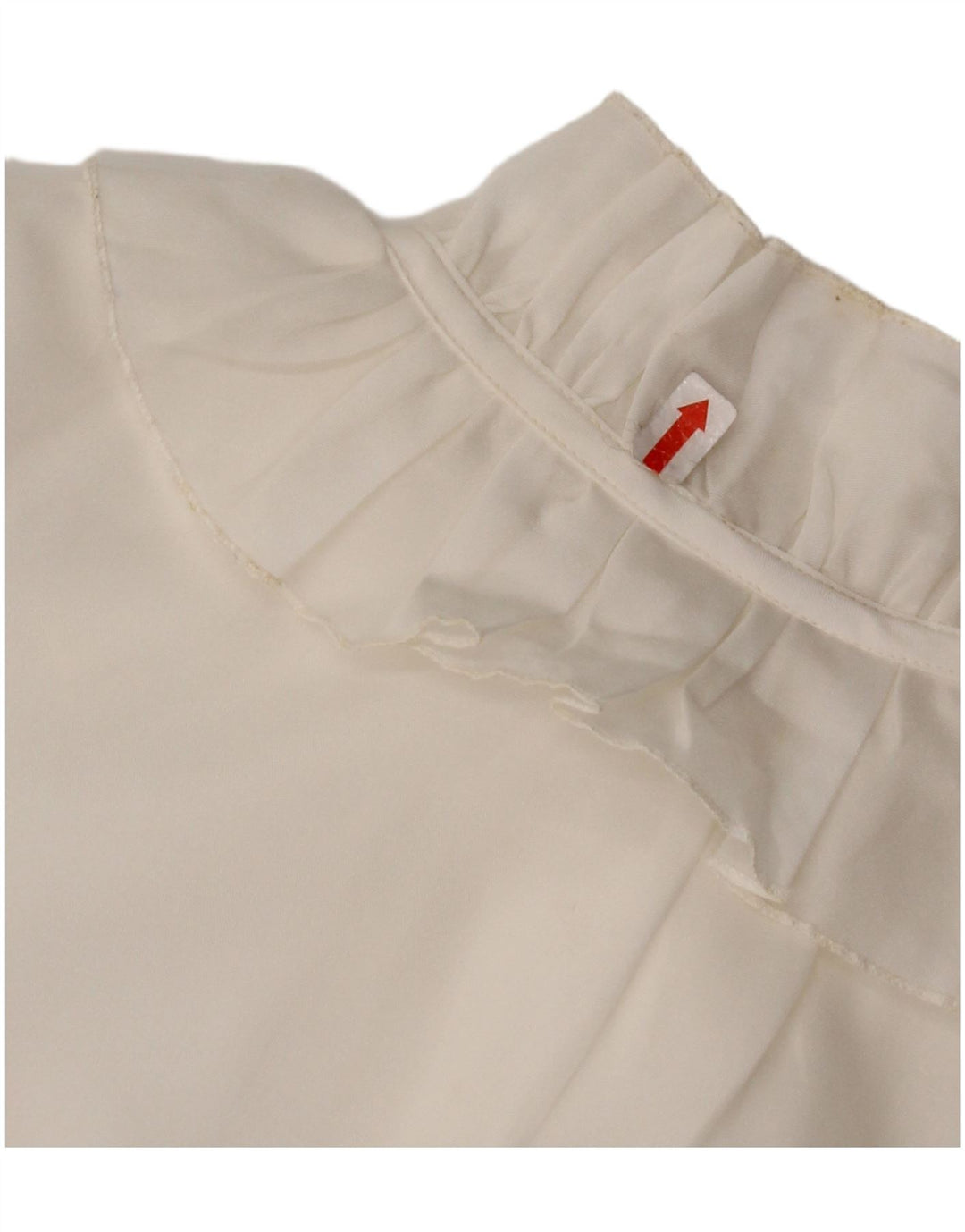 Camicetta da donna con volant sul davanti VINTAGE UK 16 grande bianca