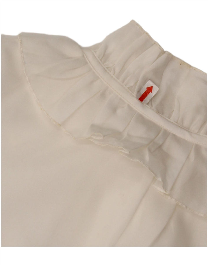 Camicetta da donna con volant sul davanti VINTAGE UK 16 grande bianca