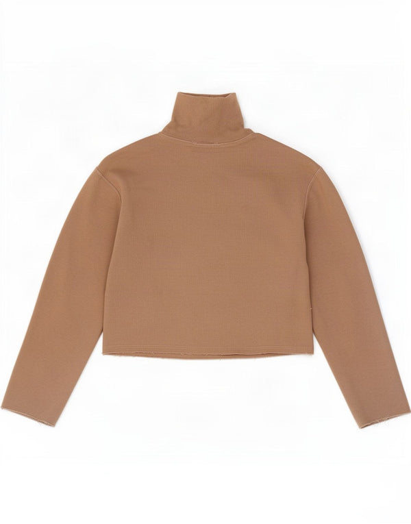 Top corto da donna Zara a maniche lunghe UK 10 piccolo in cotone beige