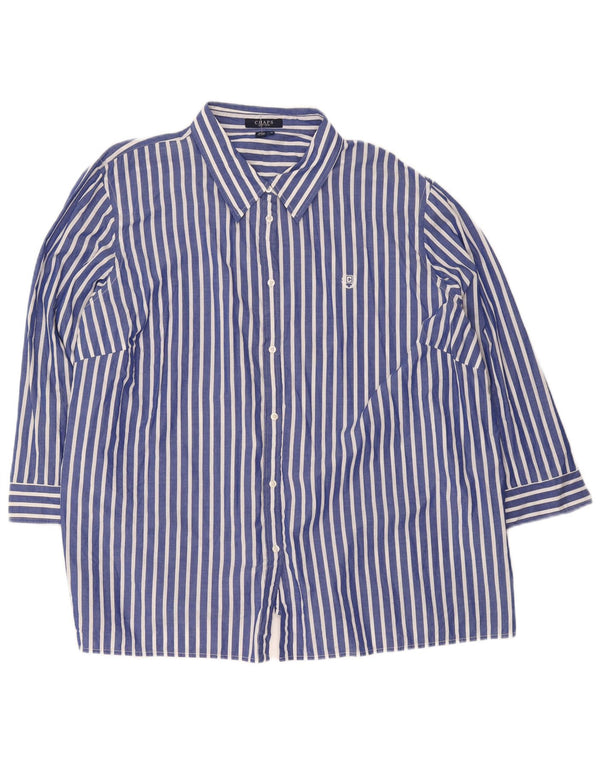 Camicia a maniche a 3/4 da donna Chaps UK 22 3XL Cotone a righe blu
