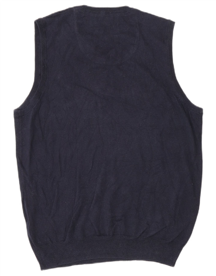 Canottiera vintage da uomo piccola in cotone blu navy