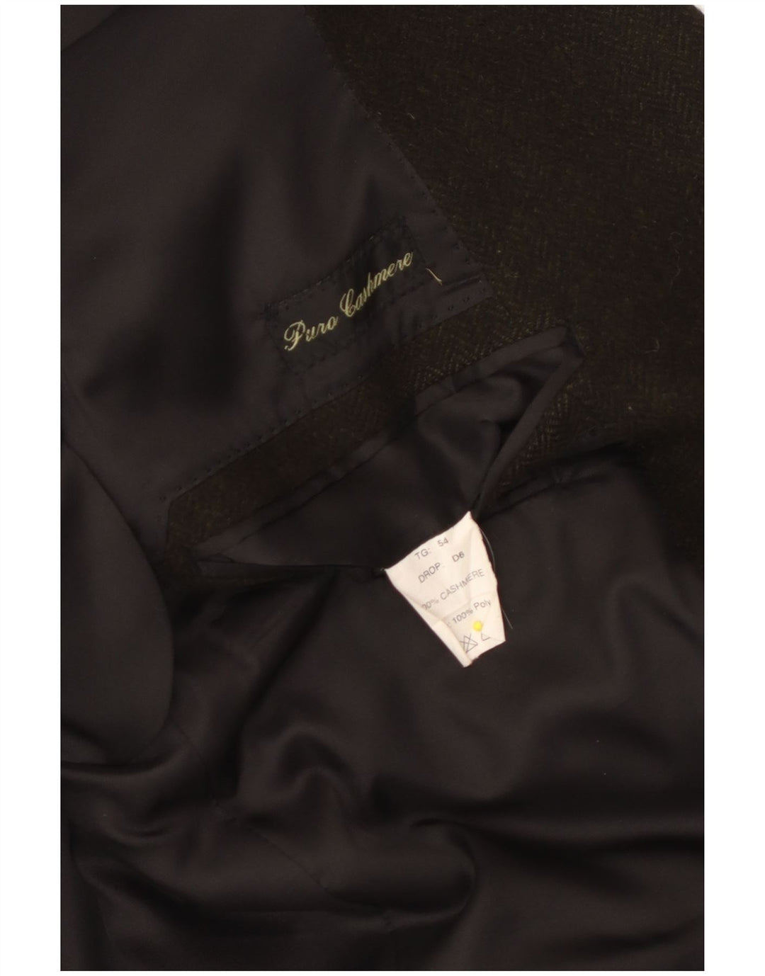 Giacca blazer vintage da uomo a 3 bottoni IT 54 2XL Cachemire a spina di pesce kaki