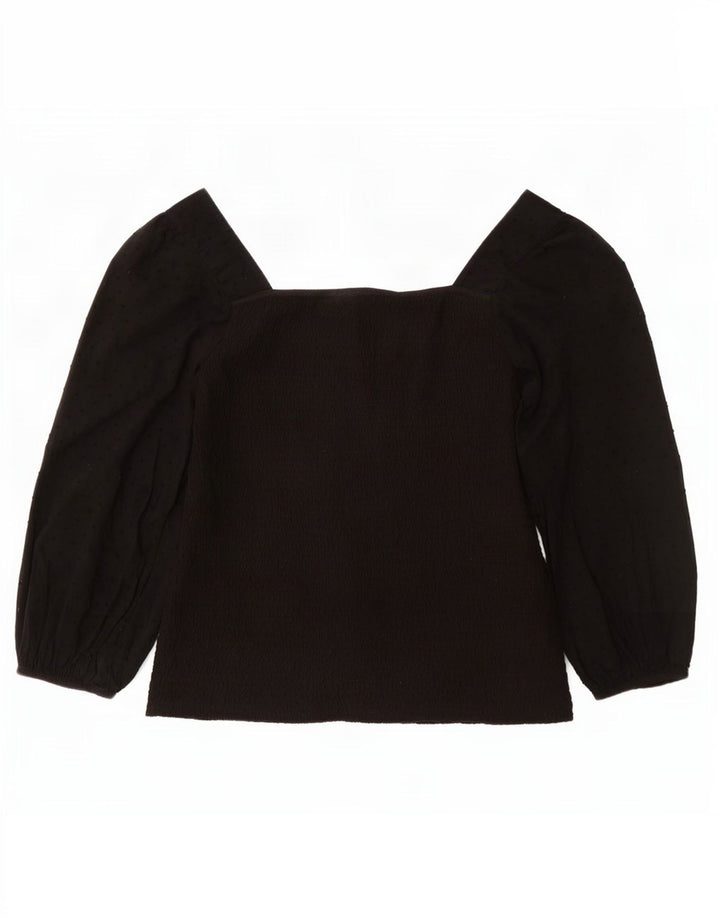 Camicetta da donna con maniche a 3/4 Fat Face Top UK 16 grande cotone nero
