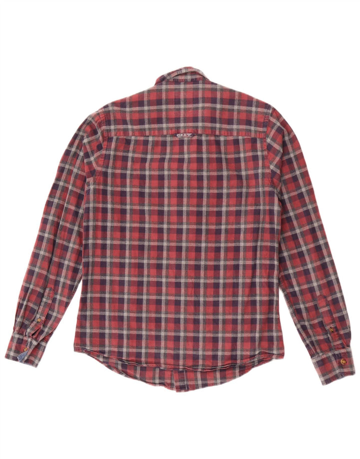 Crew Clothing Camicia da uomo in flanella in cotone a quadri rossi piccoli