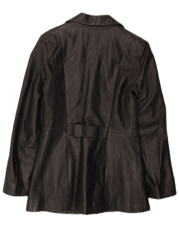 Giacca in pelle da donna vintage UK 8 piccola in pelle nera