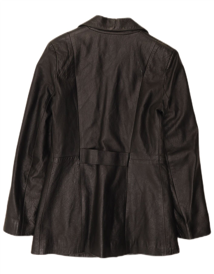 Giacca in pelle da donna vintage UK 8 piccola in pelle nera