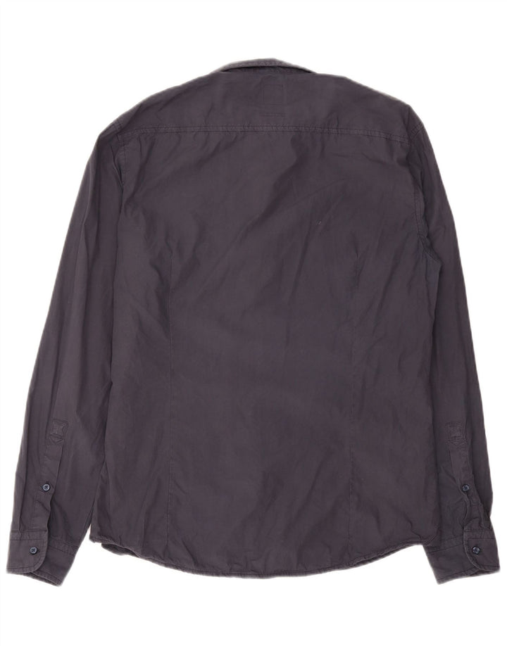 Camicia slim fit da uomo Hugo Boss grande in cotone blu navy