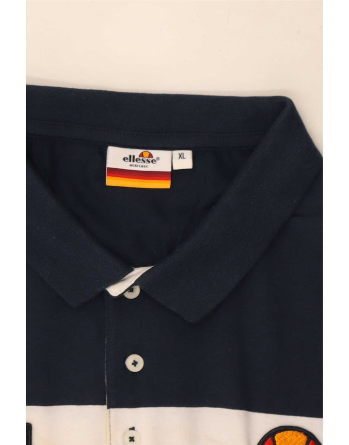 Polo Ellesse da uomo Heritage XL a righe blu navy